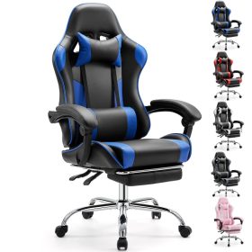 Ergonomic Racing Gaming Chair Adjustable Swivel PU Leather with Headrest and Lumbar Support For Office Computer Living Room