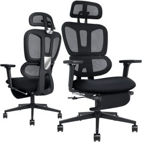 Ergonomic Office Chair with Foot Rest, High Back Computer Office Chair with Dynamic Lumbar Support, 2D Headrest, 4D Armrest, Spo
